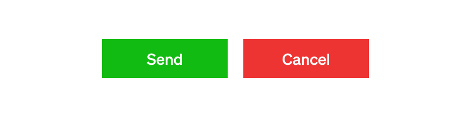 Send and Cancel buttons in red and green respectively, with similar apparent luminosity